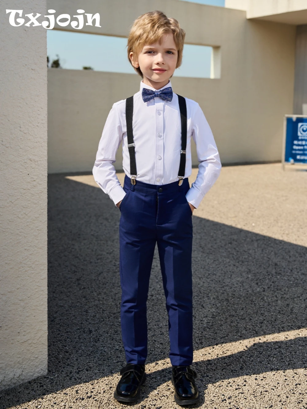 

Синие комбинезоны Txjojn, комплекты из 4 предметов для детей, повседневный красивый комбинезон для мальчиков, школьный хор, костюмы хозяина 110-170 см