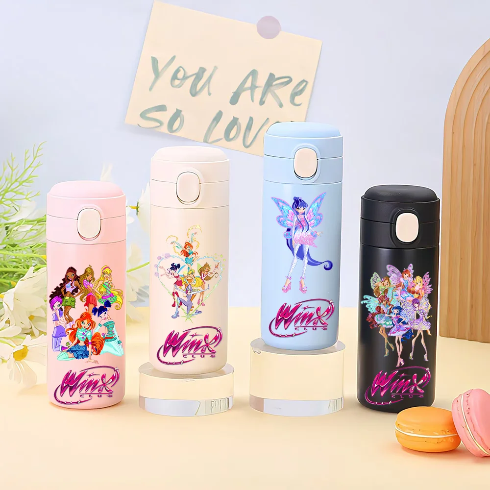 Winx Club 420ML Magical Beauty Stainless Steel Water Bottle Anime Children Adult Travel Outdoor Insulated Water Cup Gift Fairy