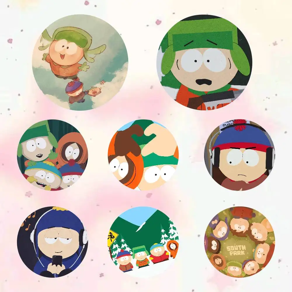 Broche ronde Anime South Park, badges de dessin animé, épingles, accessoires pour sacs à dos et chapeaux, cadeau pour amis