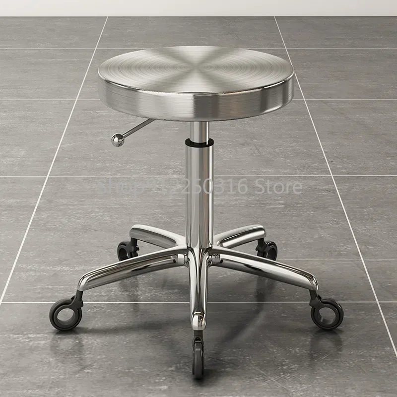 Stainless Steel Beauty Salon Dedicated Stool Barber Shop Stool Pulley Lifting Barber Chairs Nail Makeup 의자 Hair Salon Furniture