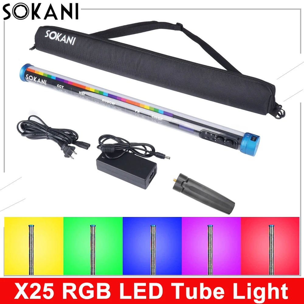 Sokani X25 RGB Light Portable Handheld Tube Stick CTT Photography Lighting 3000mah Wireless APP Remote Control Lamp