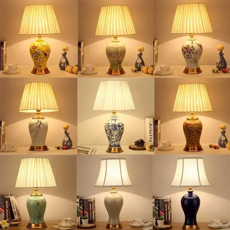 Ceramic Table Lamp Bedroom Bedside Table Lamp Creative and Cozy High-End American Retro European Simple Modern Chinese Lamps view 3