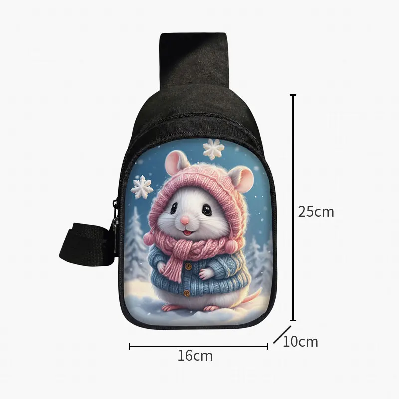 Kawaii Cartoon Bear Rabbit Mouse Penguin Pattern Chest Bag Women Crossbody Bags for Travel Shoulder Bags Key Phone Holder