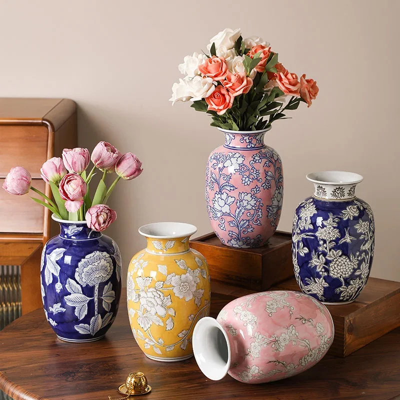 New Chinese Style Blue And White Porcelain Vase Hydroponic Living Room Dining Table Ceramic Vase Decoration