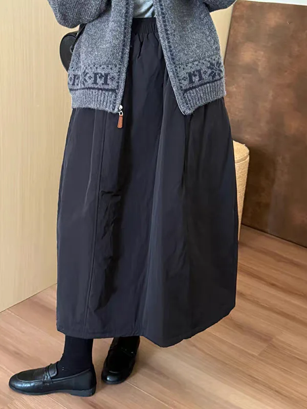 Authentique taille haute coton f jupe coupe ample décontracté polyvalent femmes jupe a-ligne Silhouette ket détail