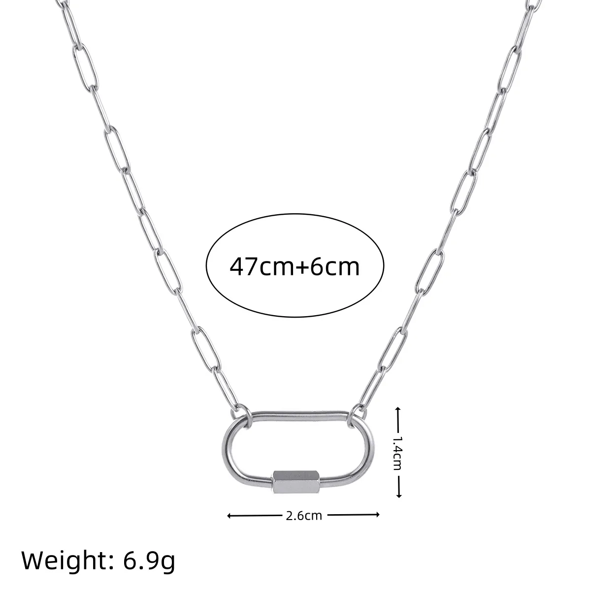 MaiLun 5pcs Stainless Steel Paper Clip Chain with Rectangle Loop Necklace Chain Jewelry Making Accessories