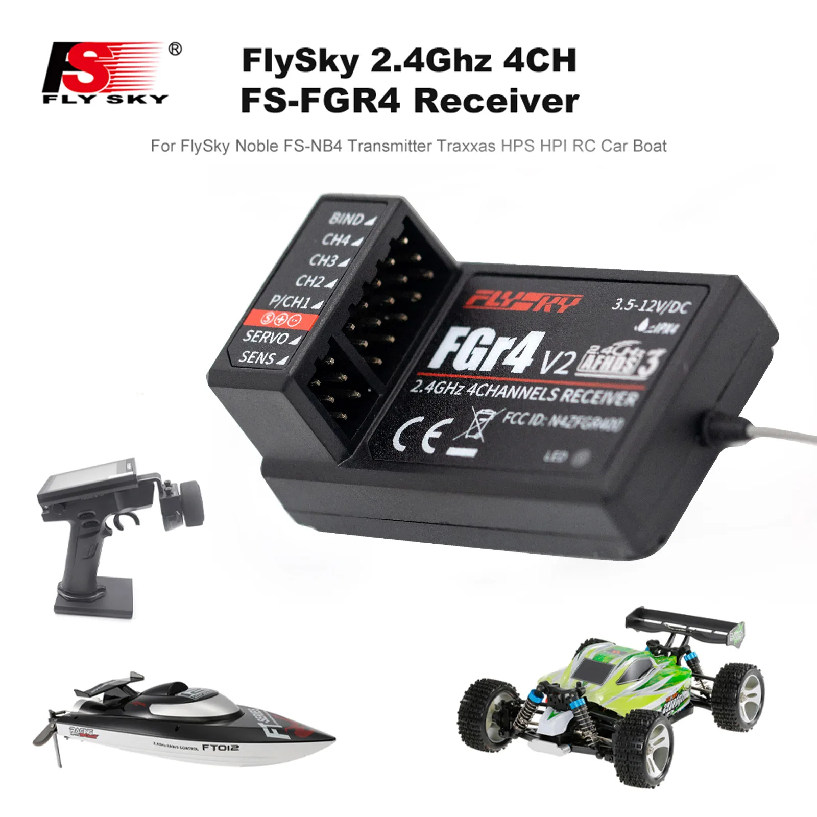 FlySky FS-FGR4 Receiver 2.4Ghz 4CH AFHDS3 for FlySky Noble FS-NB4 Transmitter