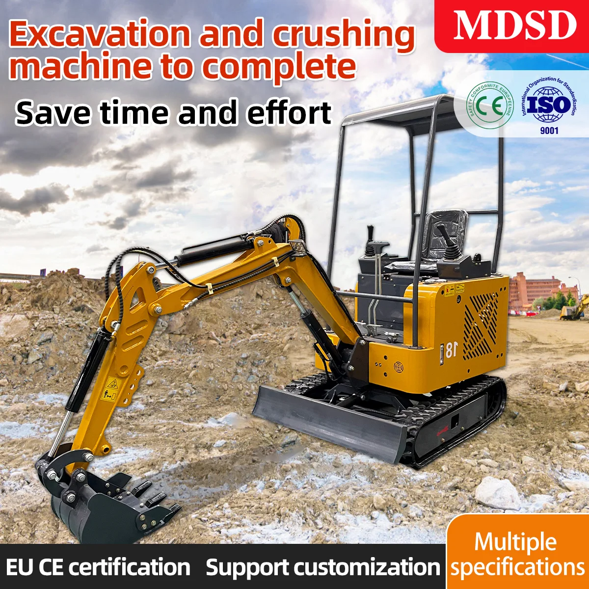 Miniexcavadeira direta da fábrica de 2 toneladas para Kubota Diesel Multi-purpose Euro 5 EPA CE Escavadeira poderosa para construção de fazenda doméstica