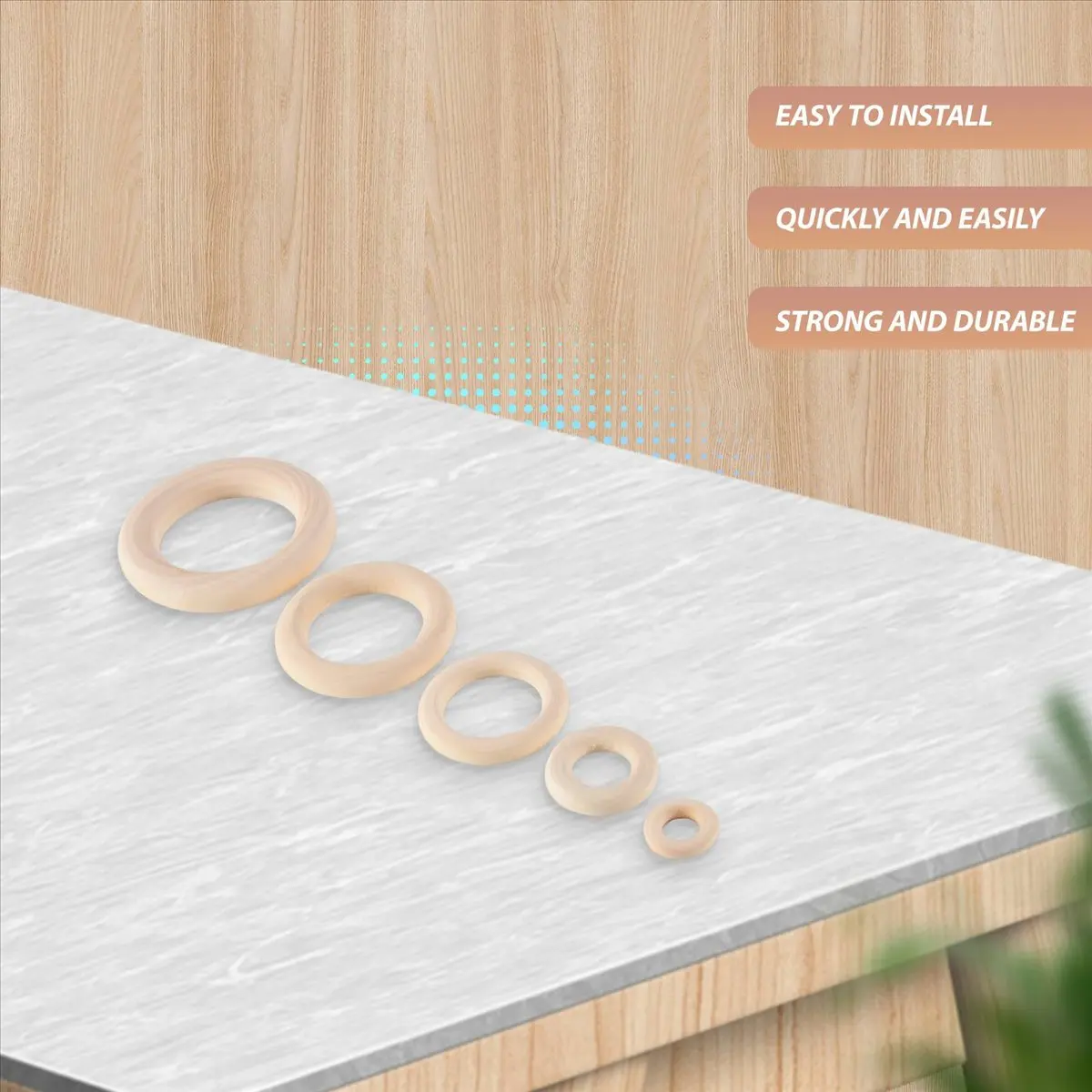 ABNH 120Pcs Natural Wood Rings Set, Unfinished Macrame Wooden Ring, Wood Circles for DIY Craft, Ring Pendant Jewelry Making