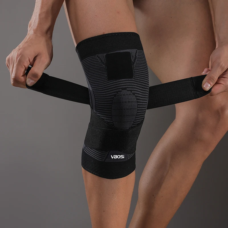 1 Pc Elastic Breathable Knee Support Sleeve with Adjustable Straps
