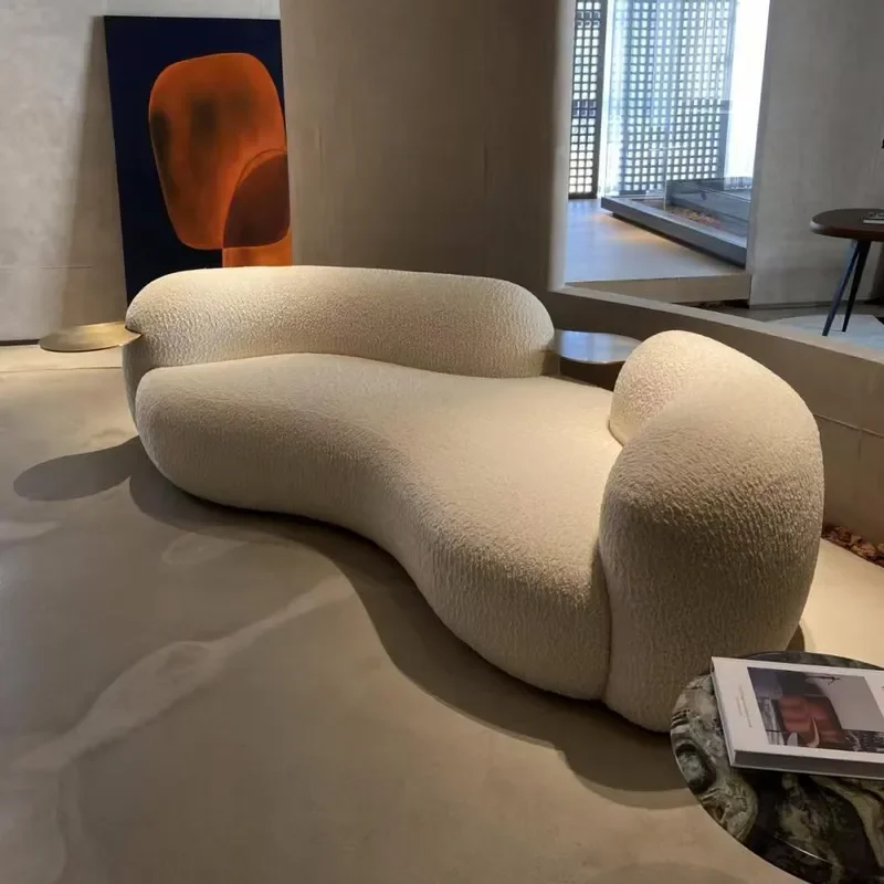 for Nordic Light Luxury Italian Pea Curved Sofa Cream Creative Special Shaped Household Small Apartment Living Room Lamb Wool