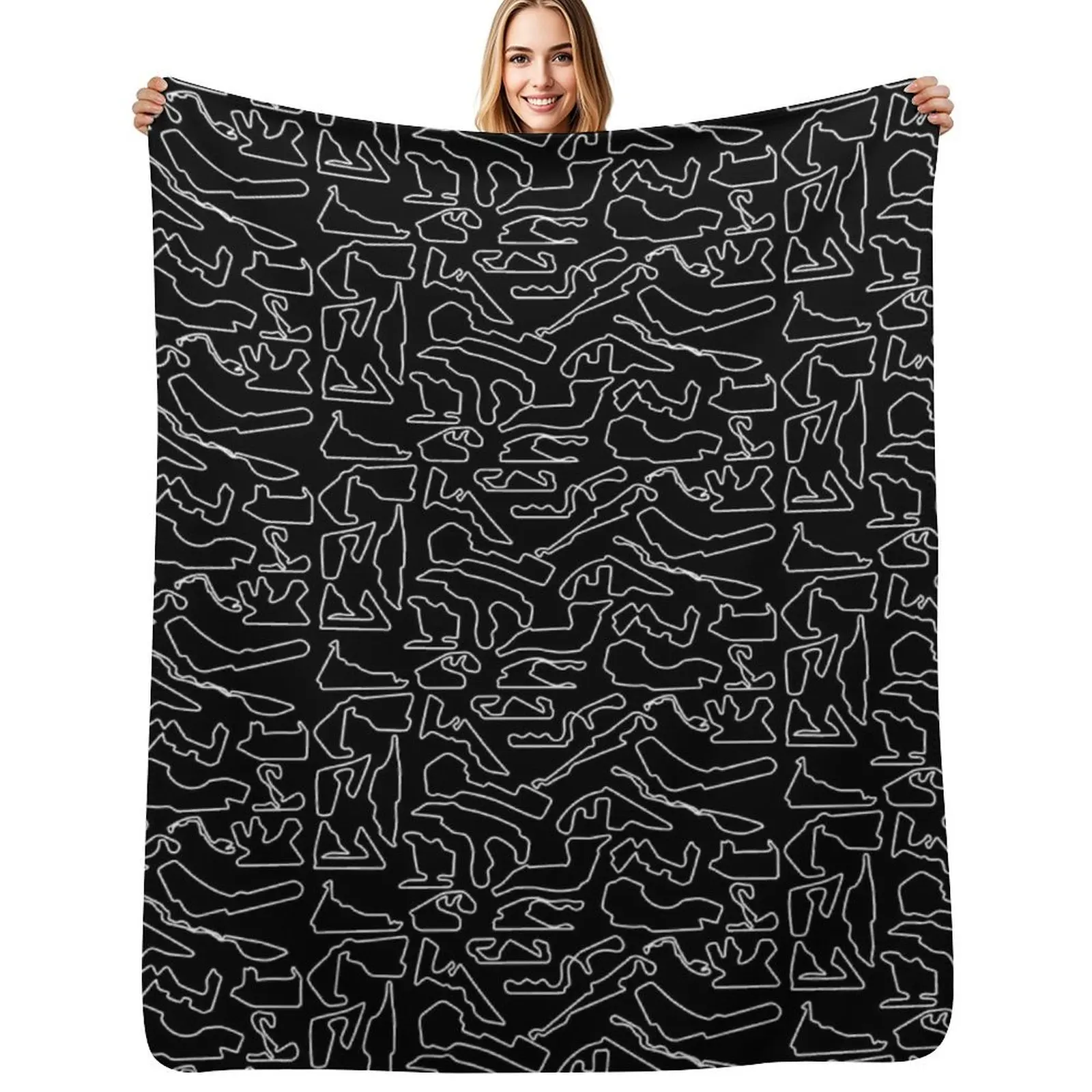 

F1 2023/2024 Tracks (Black) Throw Blanket Extra Large Throw Flannel christmas gifts Custom Blankets