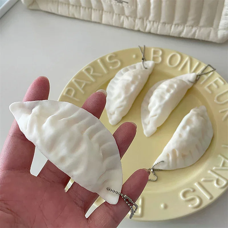 Simulation Dumplings Keychain Bag Pendant Cute Mini Toy Dumplings Simulation Food Decoration Charms Stress Relief Gift