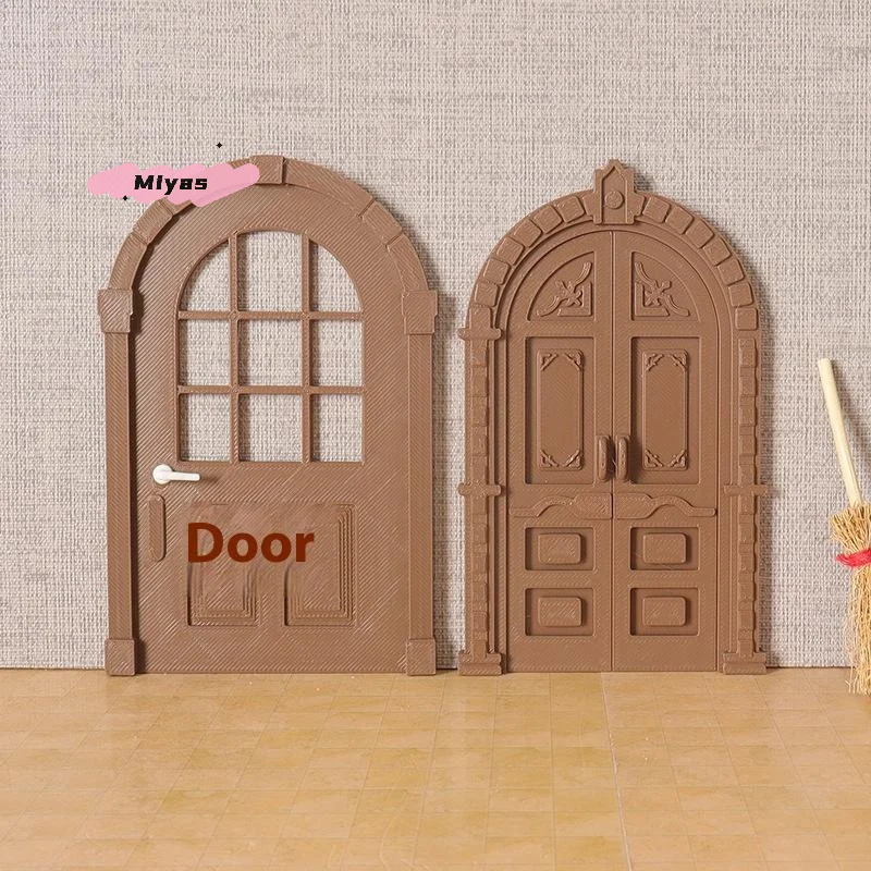 Modelo de puerta de estilo europeo a escala 1/12 para decoración de muebles de casa de muñecas, accesorios de construcción de microescena para casa de muñecas de simulación