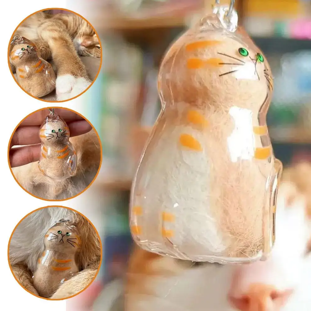 Cat Hair Storage Box Hanging Cat Keychain Pendant Backpack Cat Bag Hanging Decor Pet Hair Storage Cute Keychain Pet Souvenirs