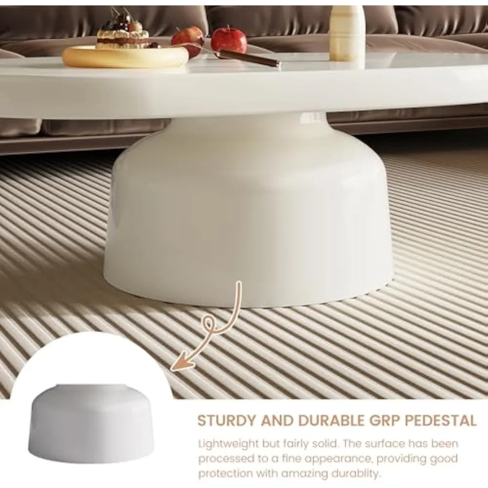 매끄러운 표면과 둥근 모서리를 갖춘 우아한 타원형 커피 테이블로 실용적이고 유지 관리가 용이하도록 디자인되었습니다.