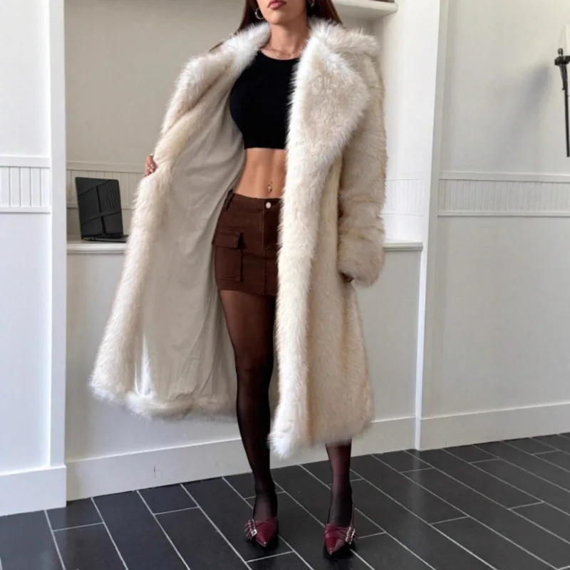 Jacket Outerwear Women's Autumn/Winter Faux Fur Long Length Thickened Gradient Comfortable Casual Minimalist Elegant Distinctive