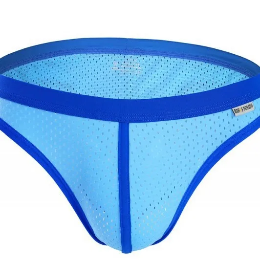 الرجال المثيرة بيكيني شبكة تنفس التباين مطاطا سريعة الجافة الرياضة بانتي مثلي الجنس مثير منخفضة الارتفاع الانتفاخ الحقيبة الورك رفع موجز EUR الحجم