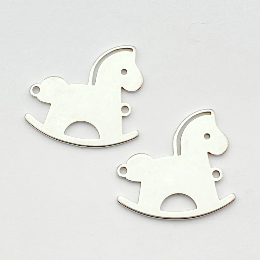 Children's Trojans Charms 20*20mm 10pcs Steel Animal Horse Earring Colt Charm Diy Components Jewelry Make