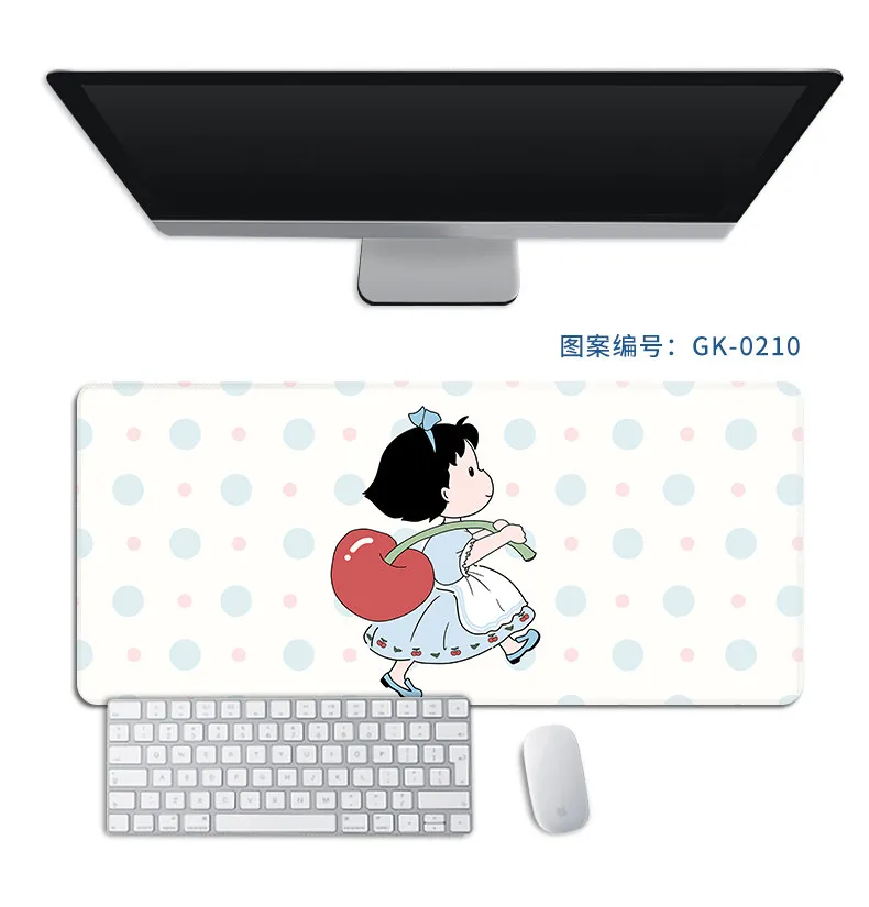 Definition Chibi Maruko-chan Leather Mouse Pad Cute Oversized Lock Edge Keyboard Pad Laptop Pad E-sports Non-slip Table Mat