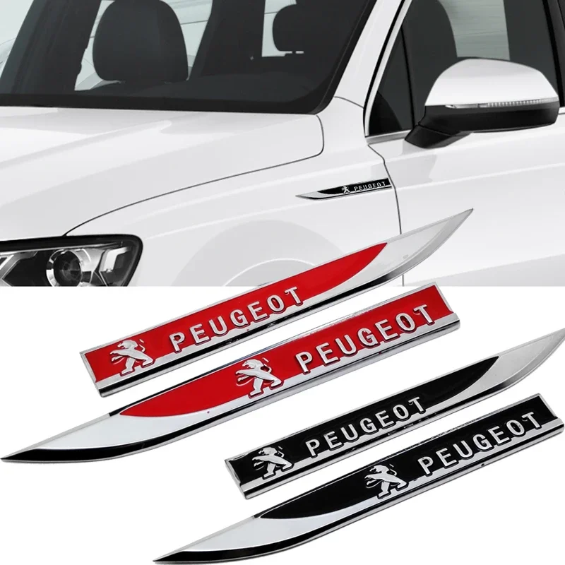 

2Pcs Car Side Fender Door Sticker Badge Decal For Peugeot 206 307 308 408 508 2008 3008 5008 107 207 407 Auto Accessories