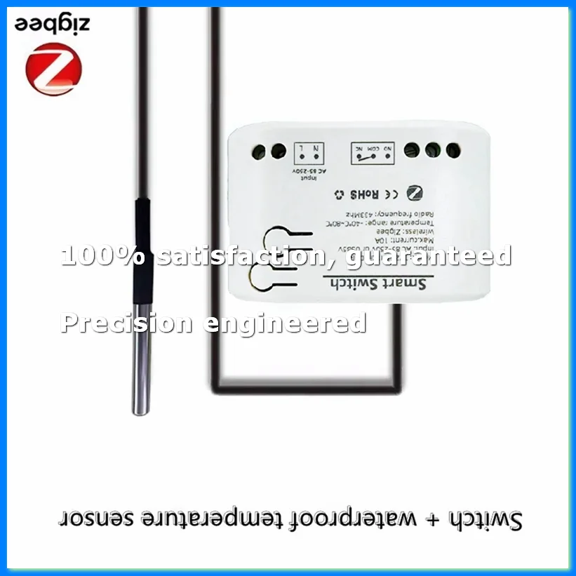 Tuya Smart Zigbee Switch with Temperature Sensor Passive Dry Contact Zigbee Relay Work with Home Assistant AC 85-250V-A07G