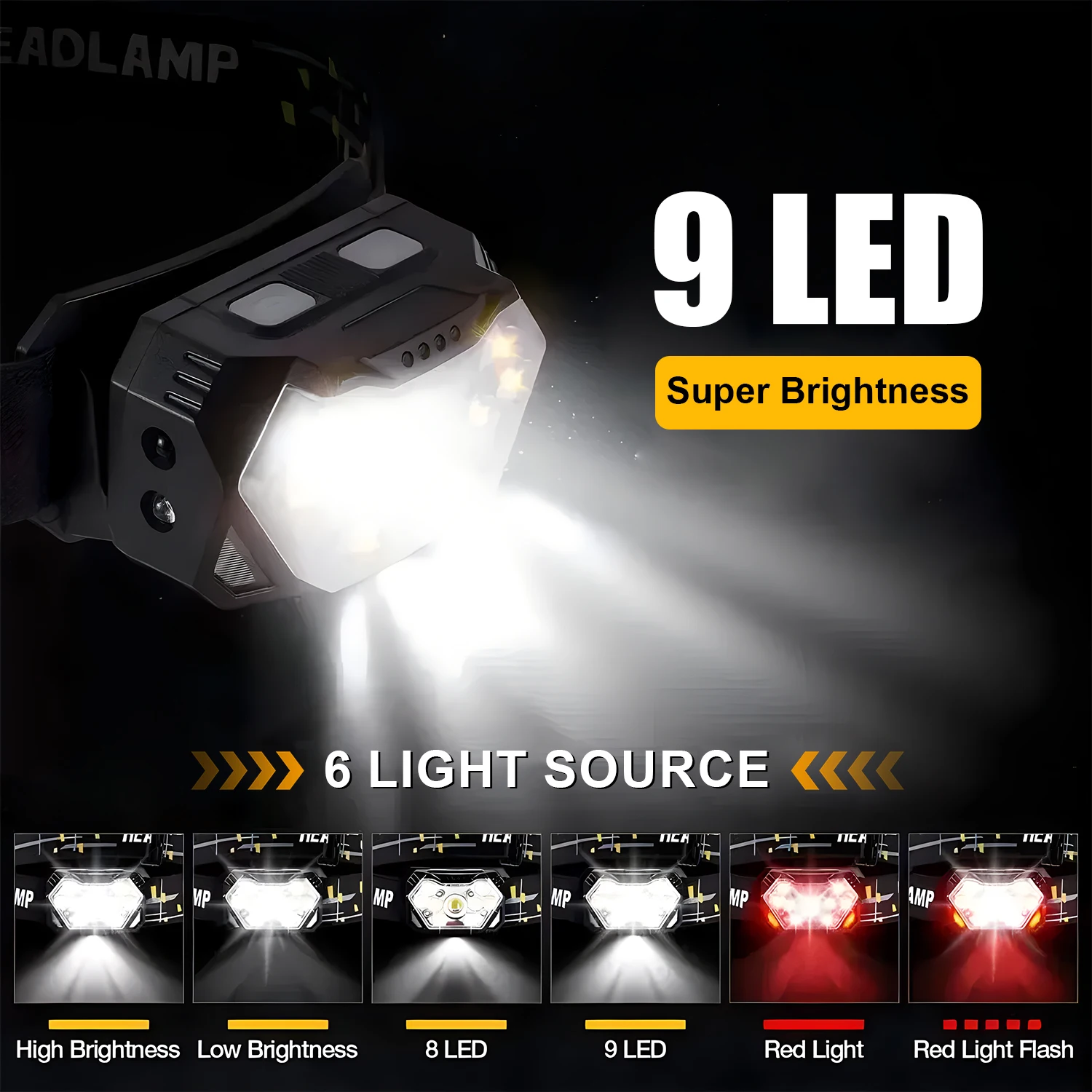 Helmet Lamp Camping Rechargeable Headlamp High Power Rechargeable Led Flashlight For Fishing Supplies Flashlights Light Portable