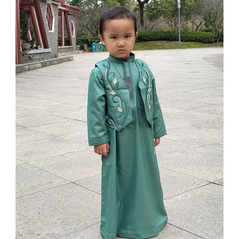 Indian Children Robes Vests Middle Eastern Kids Clothing Embroidered Sets Malaysia Vests