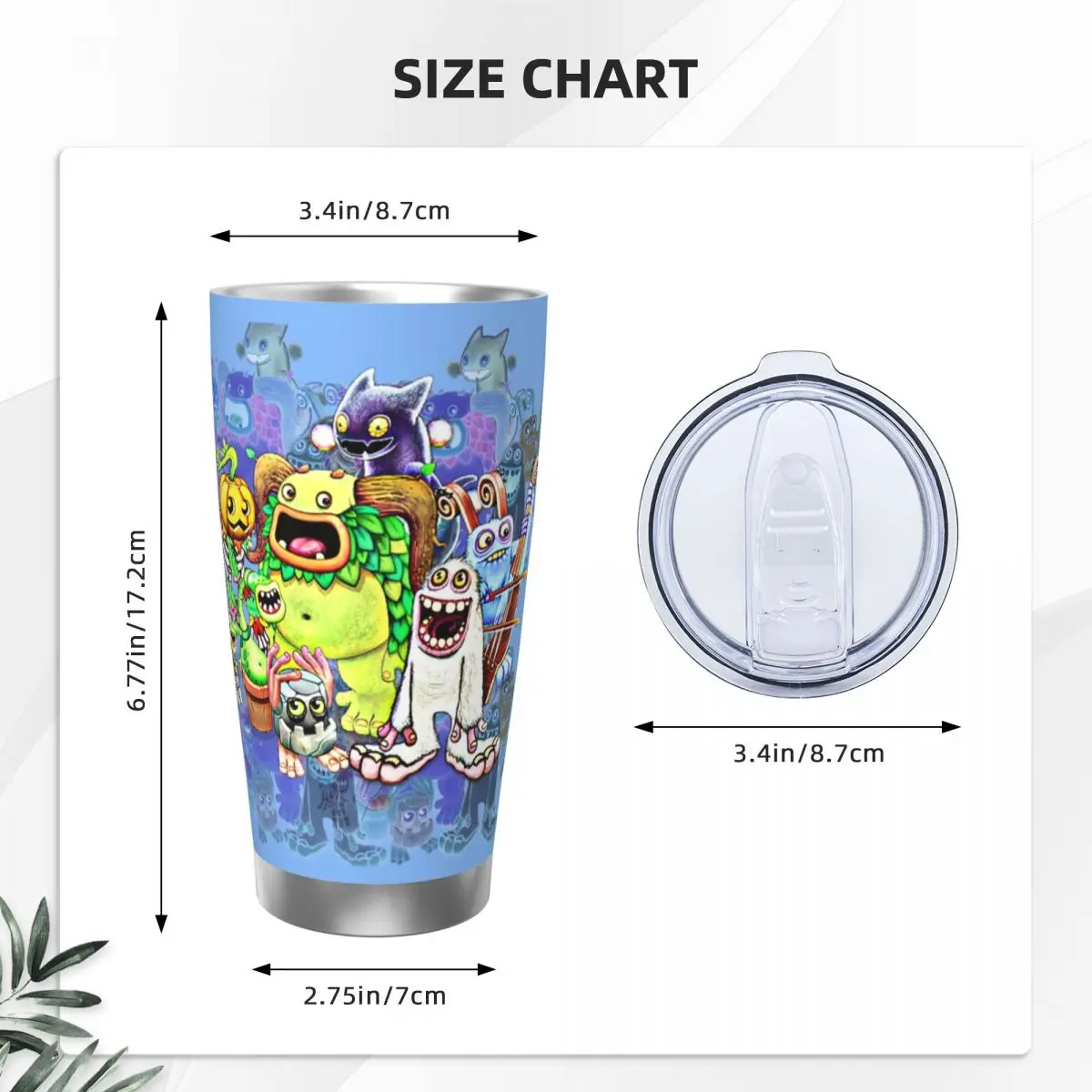 My Singing Monsters Characters Stainless Steel Tumbler Vacuum Insulated Mug Thermal Cold Bottle Straws With Lid 20oz