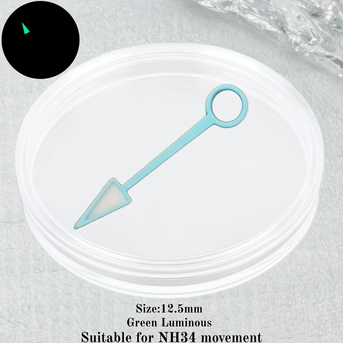 Triangle Hour Hand Watch Hands GMT Modified Watch Parts with Green Luminescence Suitable for NH34 Automatic Movement