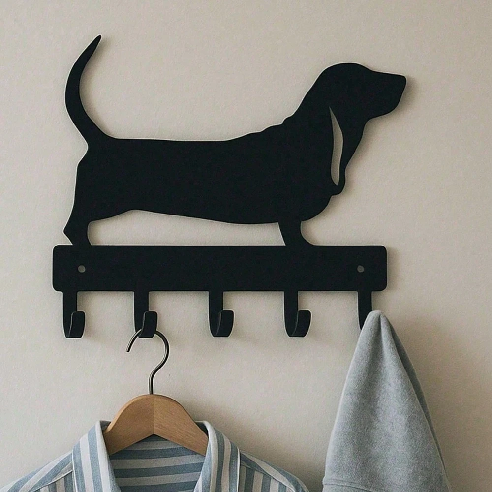 Gantungan Dinding Motif Jejak Kaki - Mudah Dipasang, Organizer Besi Hitam untuk Tali Anjing, Kunci & Topi |   Dekorasi Dinding Rumah Pertanian untuk Pintu Masuk