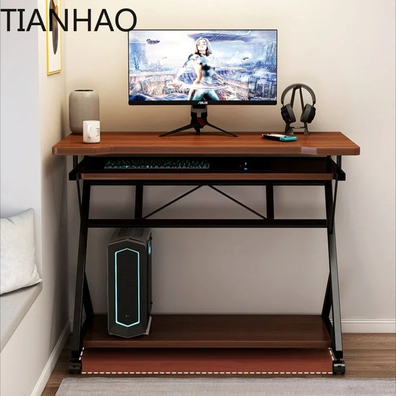 Small Computer Desk for Small Spaces Writing Table with Stand Keyboard Tray Monitor Storage for Home Office, Laptop Desk
