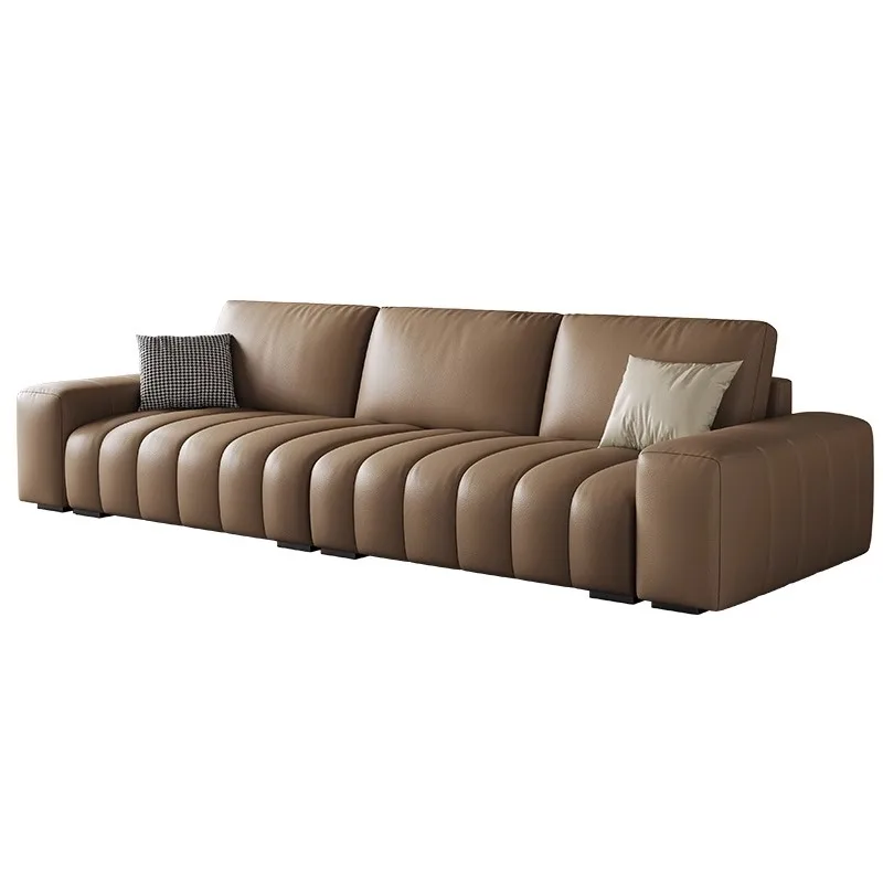 

Tofu block leather sofa light luxury cream style piano built Italian minimalist living room furniture small apartment straight r