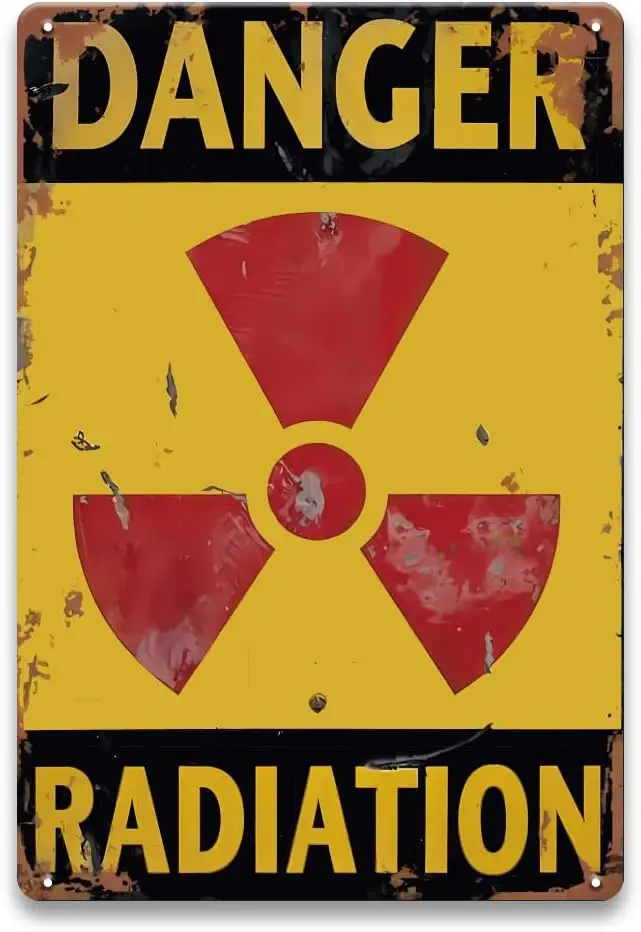 Retro Danger Radiation Sign - Vintage Metal Warning Sign for Outdoor, Indoor, Industrial, Man Cave, Men Room, Garage, Lab, Sci-F