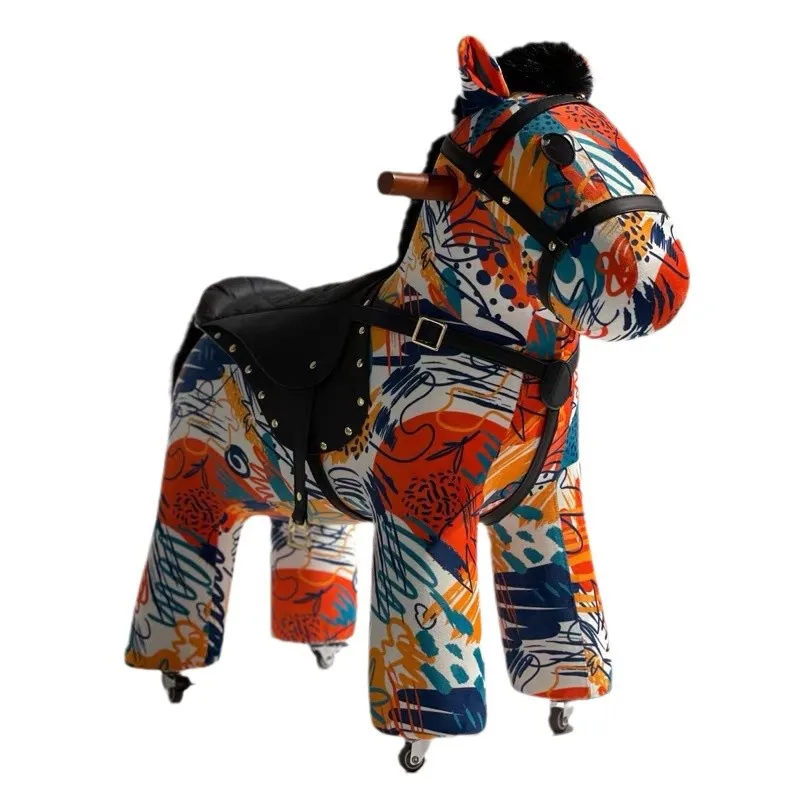 French style rocking Trojan horse, birthday gift pulley horse ornament, floor ornament