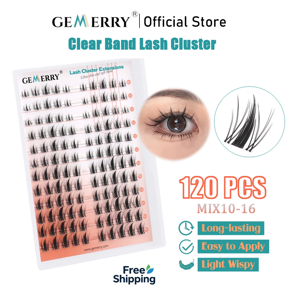 GEMERRY DIY Cluster Eyelash Extension Individual Lash 120 Clusters Volume Lashes 10-16mm