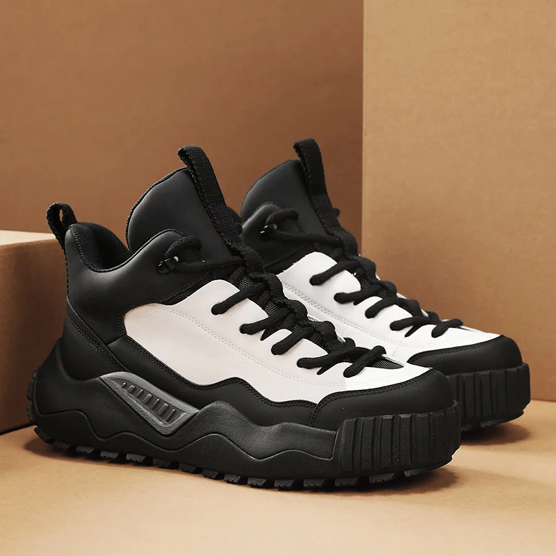 

Luxury Platform Male Sneakers for Men 2024 Designer Leather Hiking Shoes Men's Casual Shoes Anti-slip Sports Runn Trainers