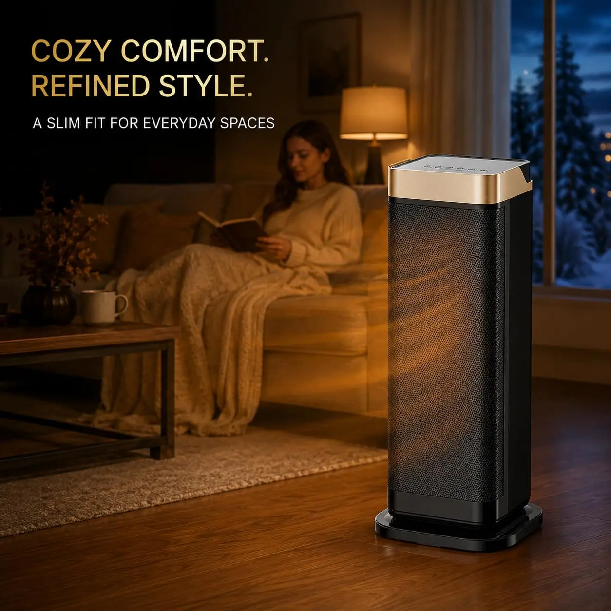 1500W Portable Ceramic Space Heater for Indoor Use, Quiet Personal Electric Heater with Tip-Over Protection & Oscillation for Bedroom Office Bathroom