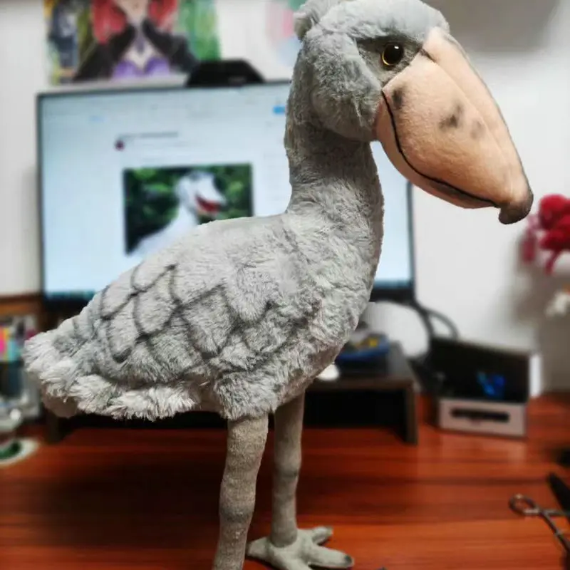 

45cm High Realistic Shoebill Stuffed Animals Toy Soft Whale-headed Stork Bird Plush Doll Birthday Christmas Gifts