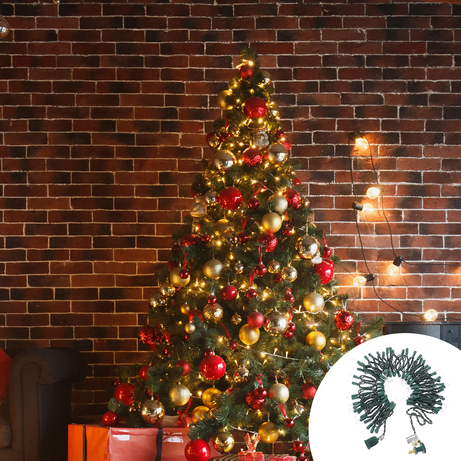 

100LED Christmas Holiday 7m Outdoor Pointed Bubble String Light Bright Fairy Decoration for Tree Door Wall Window Xmas Party