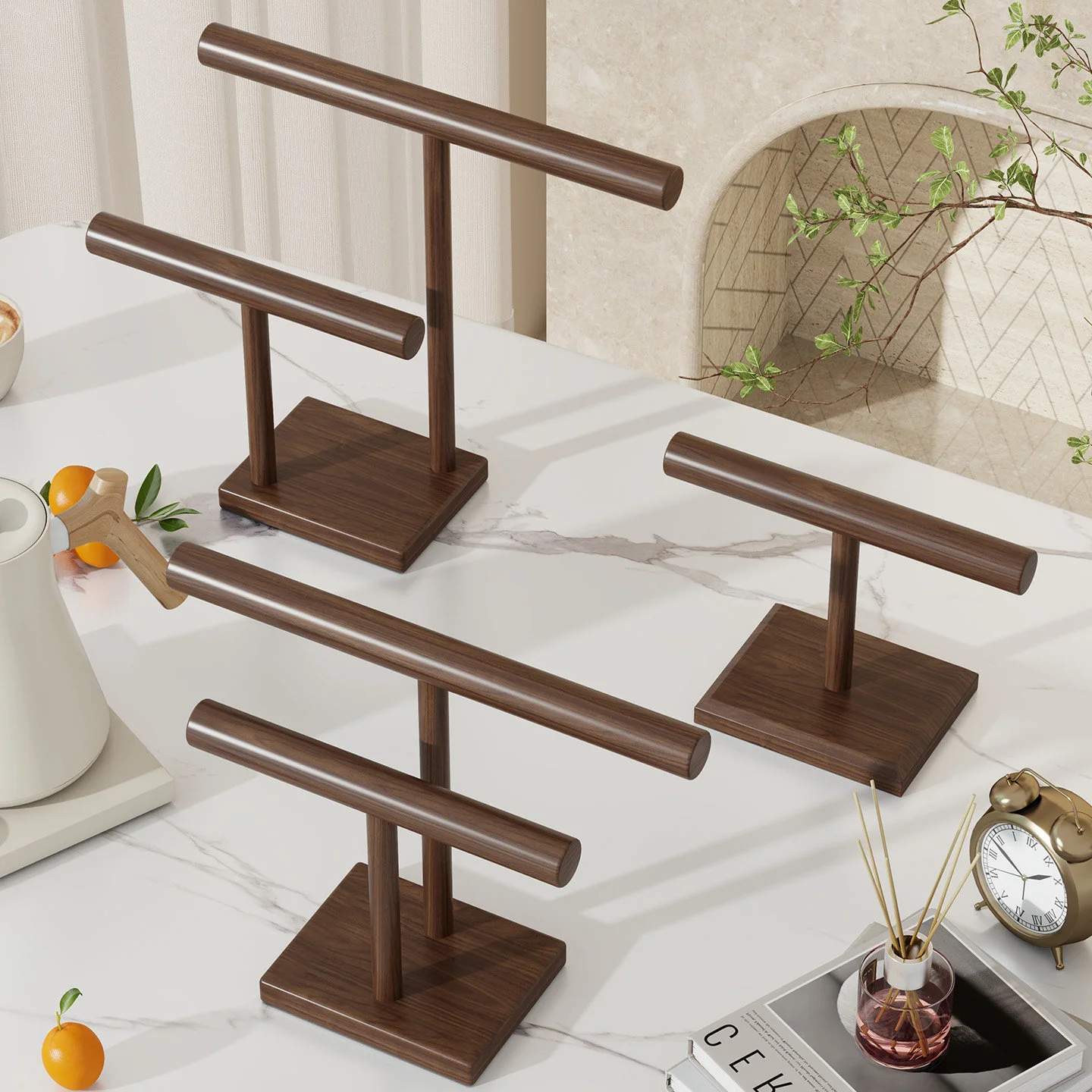 Simple Wooden Jewelry Display Stand Slender Wooden Pegs Hanging Hair Clips And Hand Bracelets And Hand Chains Display Items