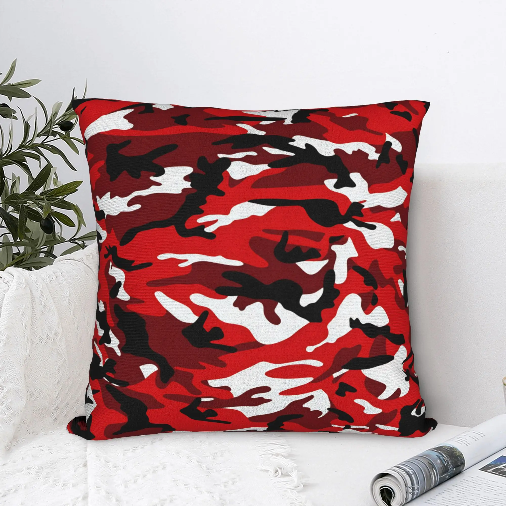 Red Black Contrast Camo Pillowcases  Fashion Pillow Case For Couch Sofa Bedroom Soft Pillow Cover