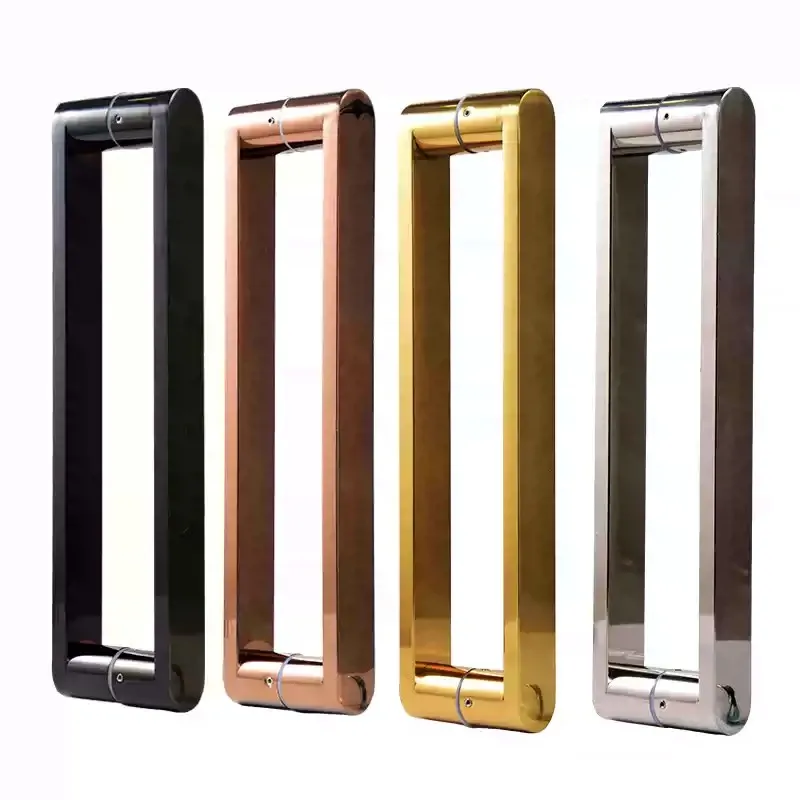 Stainless Steel Square Tube round Edge Glass Door Handle for Office Customized Sliding Door Pulls Modern Decorative Hardware