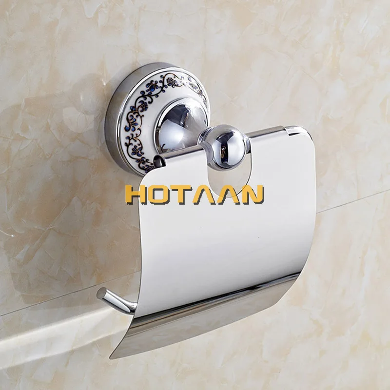 Hot Sale Wholesale And Retail Promotion NEW Ceramic Chrome Brass Wall Mounted Toilet Paper Holder Waterproof Tissue Bar 11892