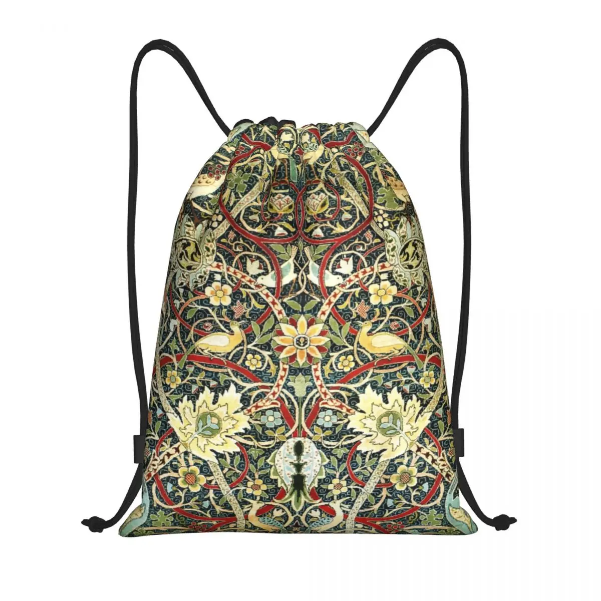 

Custom William Morris Bullerswood Antique Rug Print Drawstring Bags for Shopping Yoga Backpacks Women Men Sports Gym Sackpack