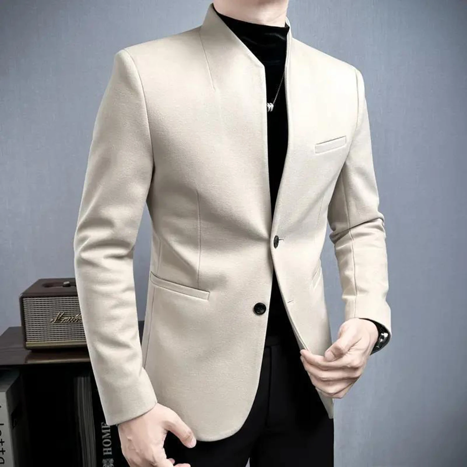 

Allingentle Mens 2 Piece Suit Regular Fit Double-Breasted Long Sleeve Blazer Pants Set Casual Daily Outfits Set Customized