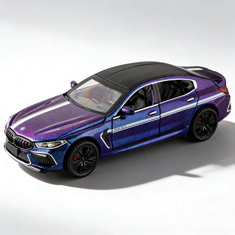 

1:32 M8 M4 Supercar Toy Models Alloy Diecast Doors Opened Pull Back Sound Light toy model