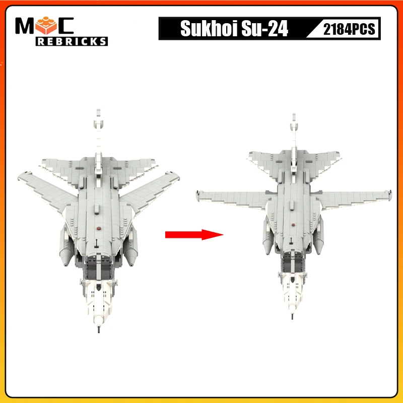 Military Weapons Air Force Sukhoi SU-24 Supersonic Fighter MOC Building Block WW2 Aircraft Model Bricks Toys Children\'s Gift