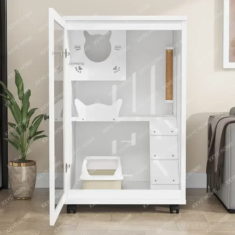 A Cat Cages Nordic Solid Wood  Pet Shop Cabinet Dogs Breathable Villa Multifunctional Cats House Kitten Litter Puppy NestZ