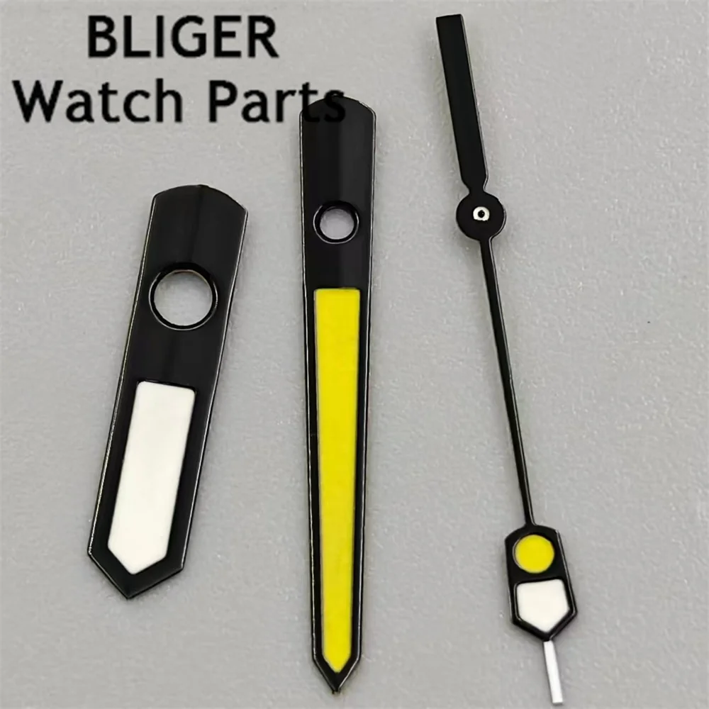 BLIGER NH35 Watch Hand Black Yellow White Watches Needles Green Luminous For NH35 NH36 4R36 7S36 7002 7009 Movement